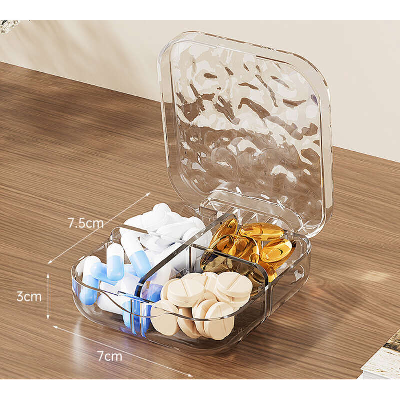 Geantă de călătorie pentru medicamente cu model ghețar, curea transparentă din plastic cu compartimente, portabilă șapte zile, ambalată într-un..._voghion.com