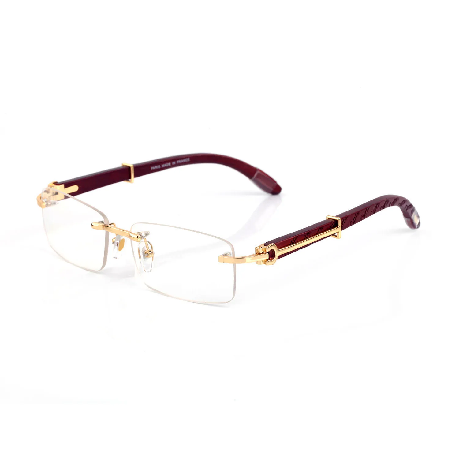 designer sunglasses Eyeglasses frames wood temples with Metal Frameless Full Rim Semi Rimless rectangular shape for men_voghion.com