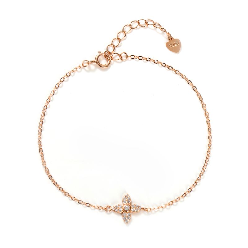Light S Sterg Sier Niche Design High End Firkløverarmbånd til kvinder Indlagt med zirkon Ultra Fine Håndsmykker_voghion.com