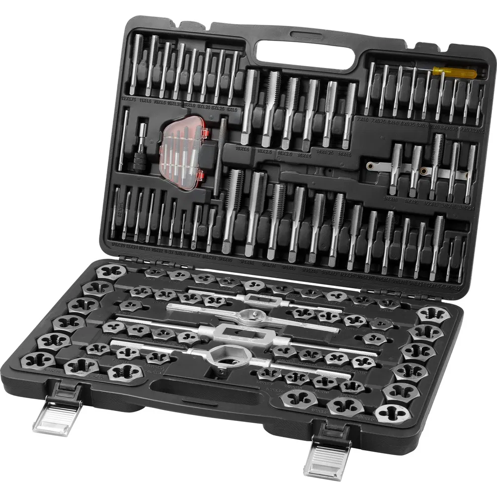 Tap And Die Set Metric Sae Threading Kit With Storage Case_voghion.com