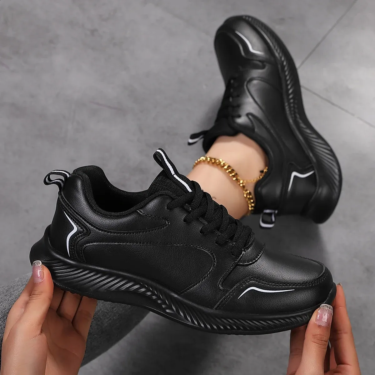 Pantofi sport pentru femei, pantofi de tenis la modă, confortabili, sport, pantofi casual de primăvară-vară, pantofi pentru femei din PU, 240809_voghion.com