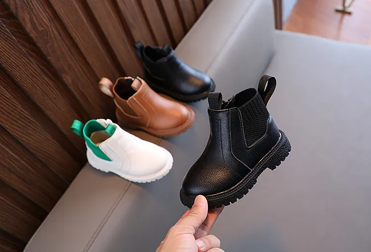 Kleinkind Winter Neue Kinder Dicke Warme Seite Zipper PU Leder Wasserdicht Kinder Schnee Stiefel Littlesprouts Jungen_voghion.com
