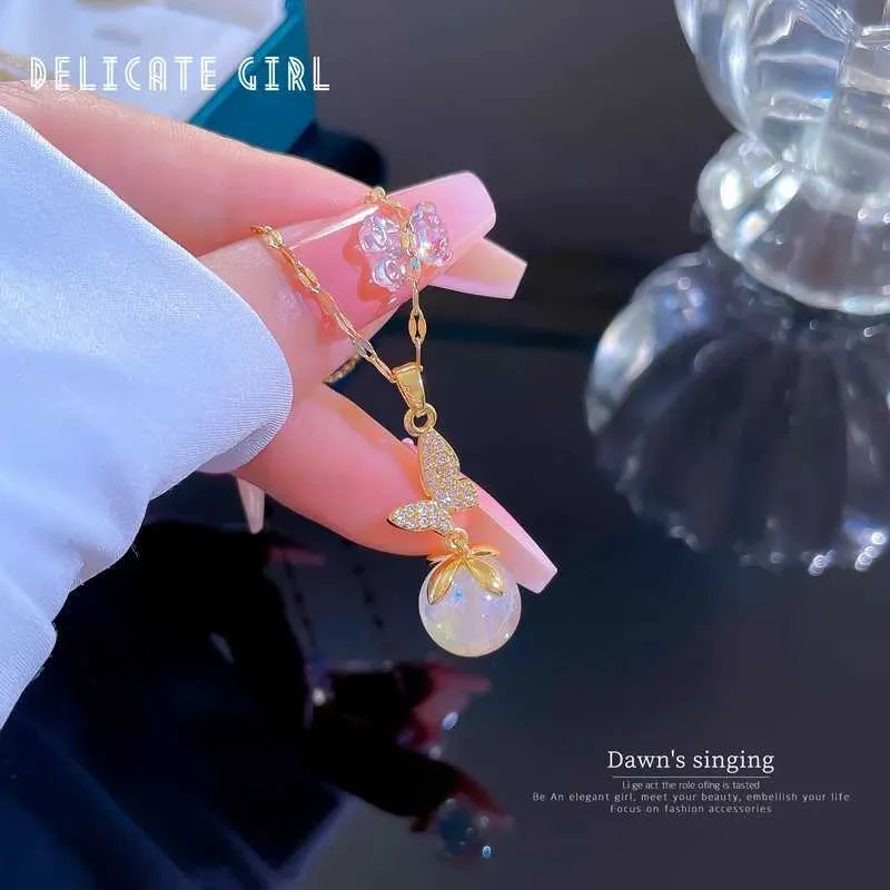 Collane con ciondolo in acciaio inossidabile 316L, ciondolo a forma di farfalla, accessorio per gioielli, per donne eleganti, collana a forma di sirena_voghion.com