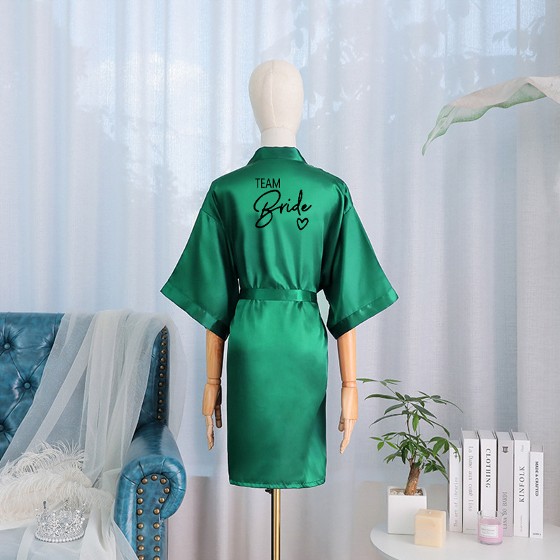 Bride TEAM Bridal Group Morning Women's Sleeping Robes Makeup Wedding Simulation Silk Bathrobe_voghion.com