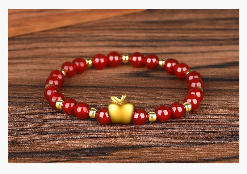 Unisex kullattu 3D kova kulta punainen akaatti korealainen versio yksiympyräisestä naisten kristallirannekoru räjähdyksistä mukautettu_voghion.com