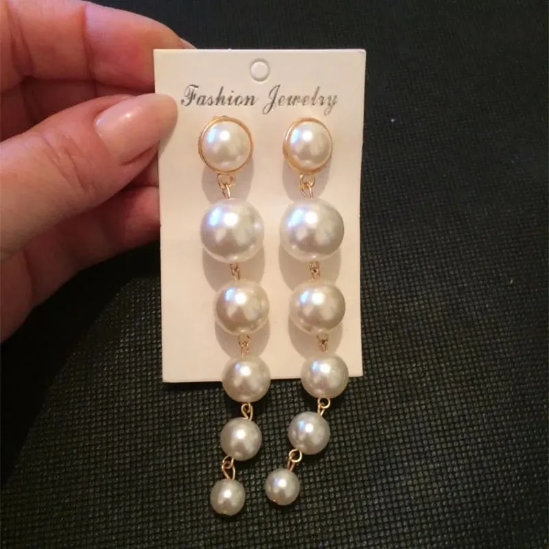Long Pearl Drop Earrings Elegant Simulated Pearl Dangle Earrings_voghion.com