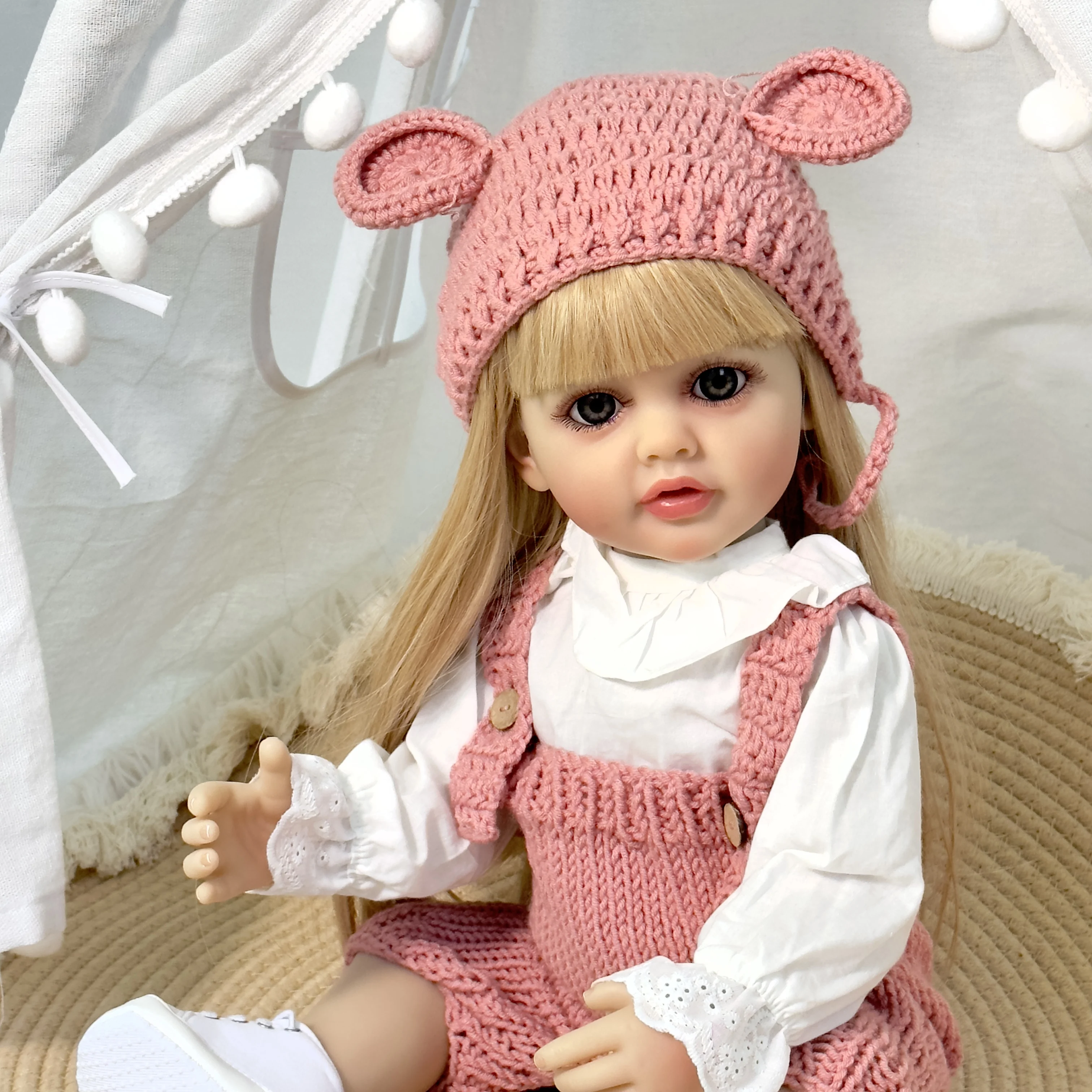 Poupée Reborn en silicone souple de 22 pouces, corps entier en vinyle, poupée pour tout-petits, Betty, réaliste, nouveau-né, perruque, cheveux, cadeaux pour enfants_voghion.com