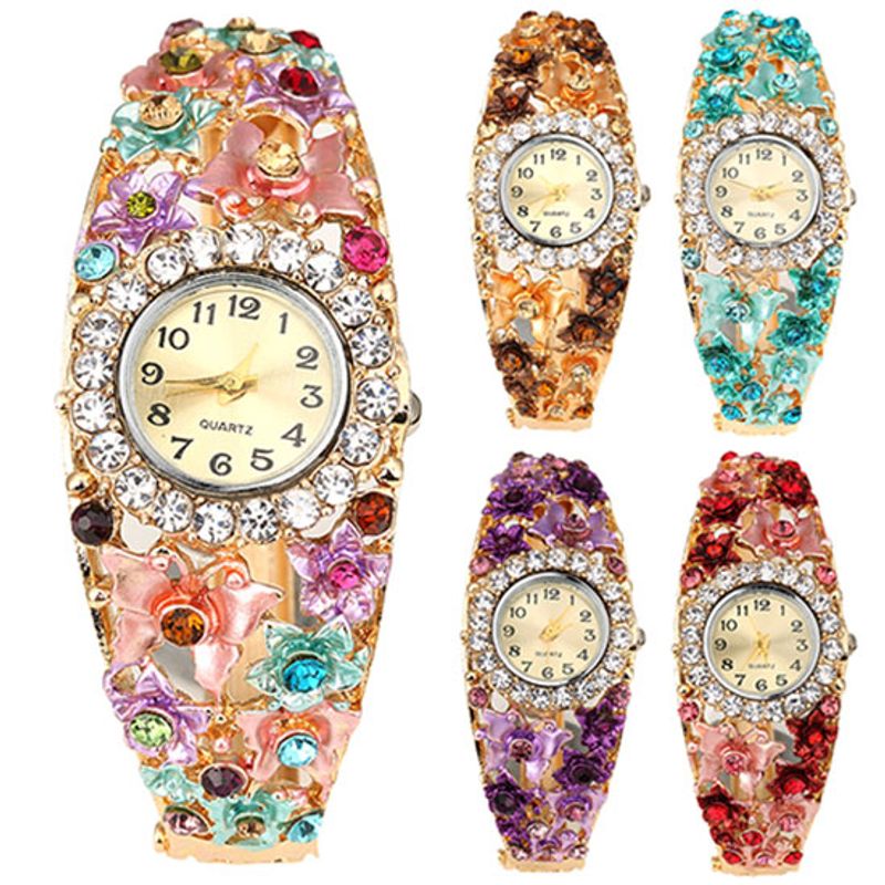 Yamaler Women \ 's Flower Butterfly Dress Watch Round Dial Strass Bracelet Montre-bracelet_voghion.com