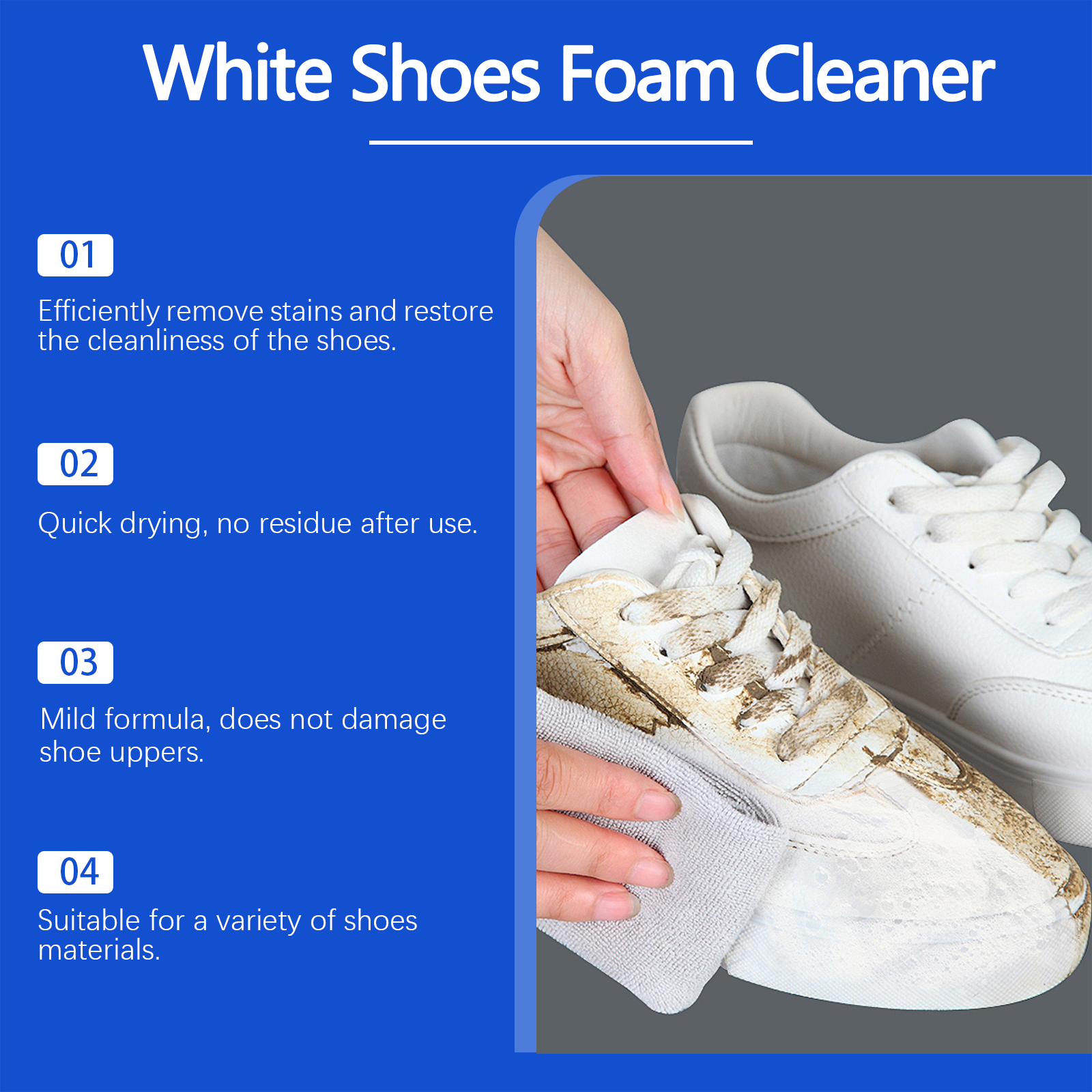 Jaysuing Little White Shoes Foam Cleaner Sports Shoes Decontamination Vamp Clean And Wash Free Whitening Cleaner_voghion.com