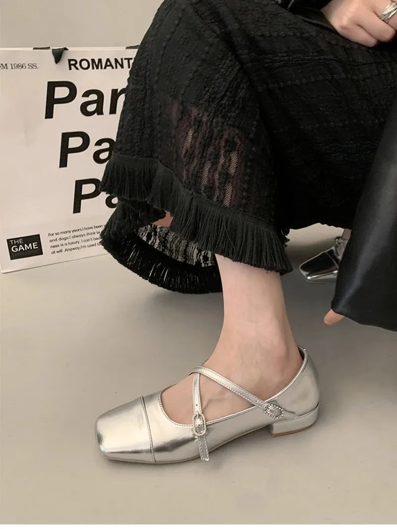 Sapatos femininos primavera outono, calçados da moda com fivela de cristal rasa, estilo de rua, para festa, Mary Jane, 240617_voghion.com