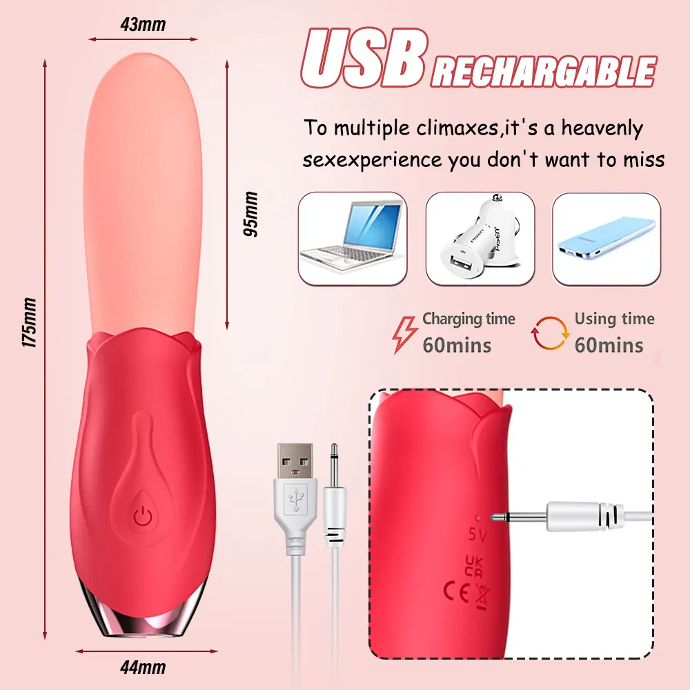 Vibratori Rose Vibratore Lecca Lingua Per Donne Orgasmo Pompino Punto G Stimolatore Clitorideo Capezzolo Femminile Recha 2024_voghion.com
