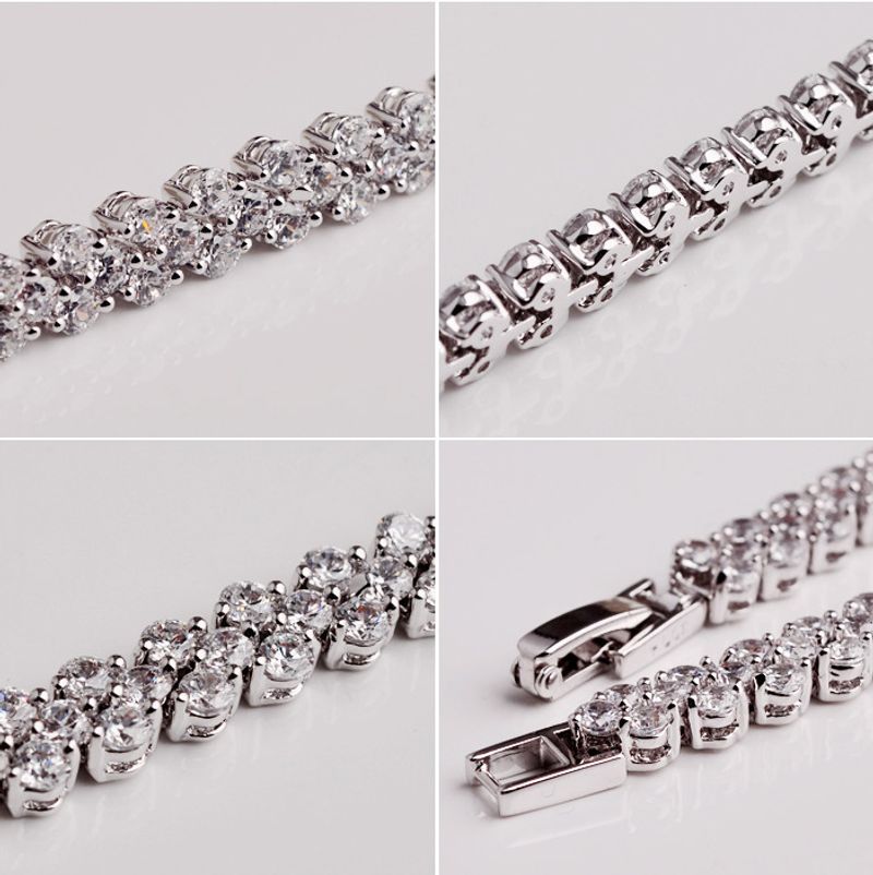 Light And Minimalist Roman Women's Zircon Crystal New Style Bracelet Set With Dia Fashion Jewelry_voghion.com