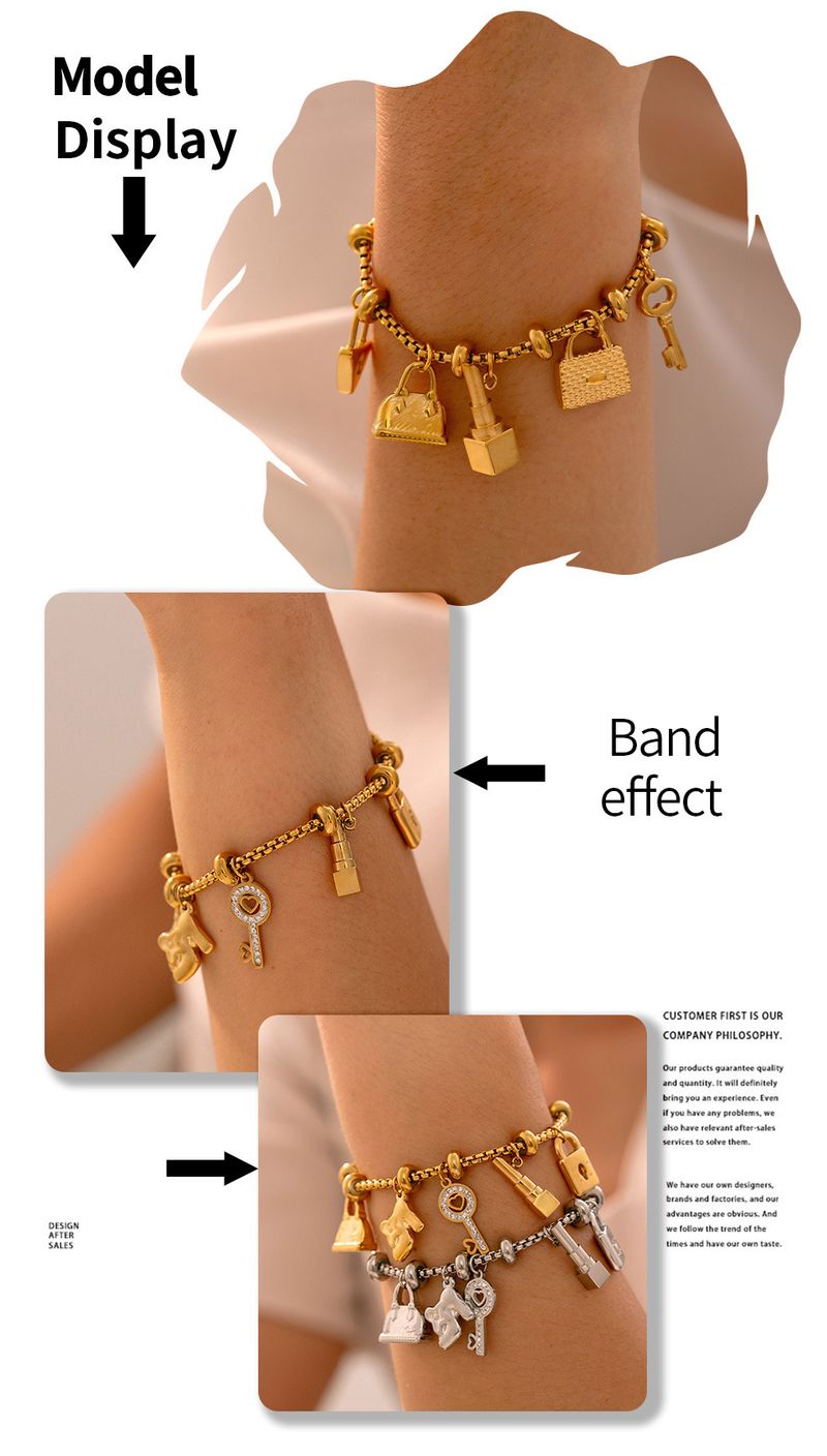 Bracciale con ciondolo Tag Dia multi-elemento in stile retrò alla moda_voghion.com