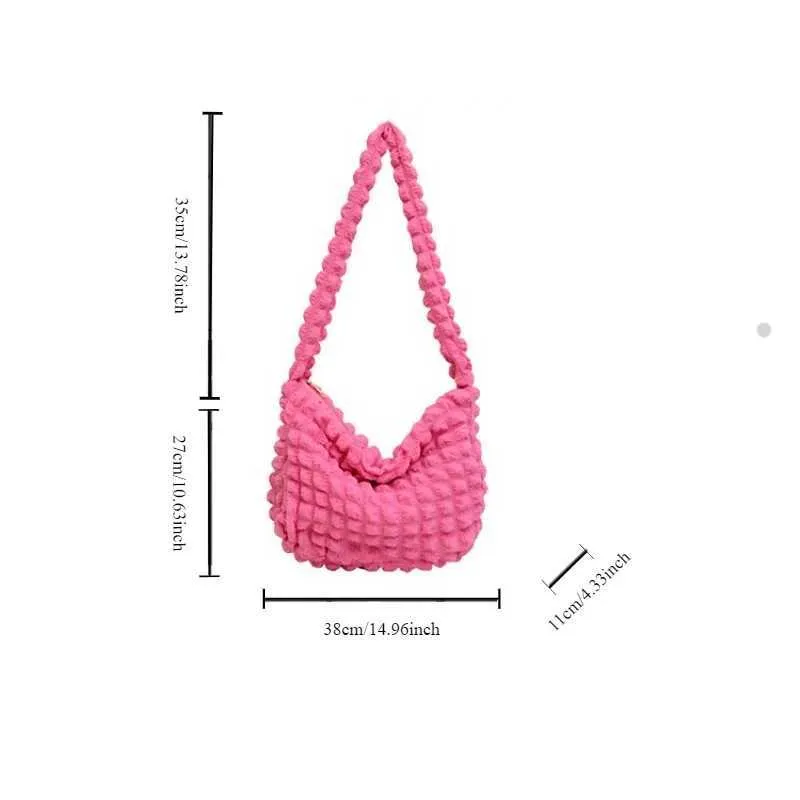 Borsa a tracolla tinta unita grande capacità borsa a mano trapuntata imbottita sotto le ascelle borsa per scarpe Y241026_voghion.com