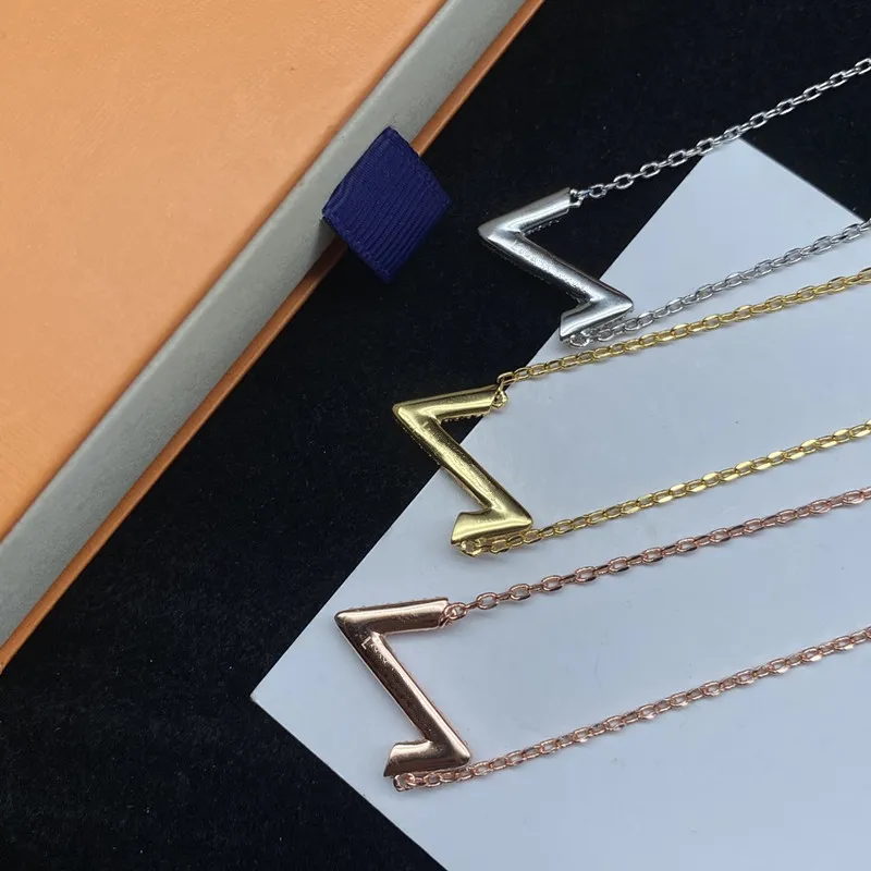 Mit Box Klassische Titanstahl-Buchstabenhalskette Designer Damen Gold Silber Halsketten Männer Geschenk Freundin Hochzeit_voghion.com