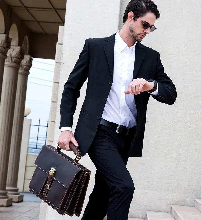Moda 100% genuino uomo cartella in pelle di mucca laptop vintage spalla vera pelle di mucca borsa per computer 15.6 240815_voghion.com