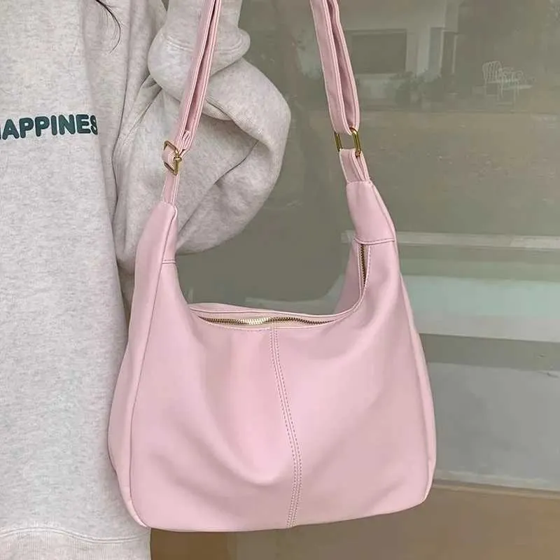 Dolce borsa a tracolla coreana alla moda per studentesse, semplice, di colore bianco, carina, ad alta capacità, libro C241210_voghion.com