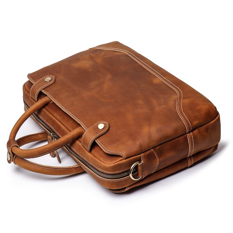 Handliche Dokumententasche Herren, Rindsleder, einzelne Schulter, diagonale Spreiztasche, lässige Retro-Tasche aus_voghion.com
