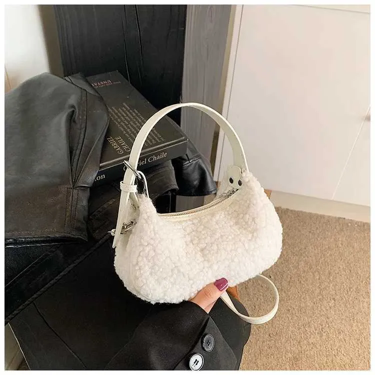 Women Fashion Lamb Fleece Mini Handbag Solid Soft Casual Crossbody Pack Female Versatile Leisute Cute Messenger Shoulder_voghion.com