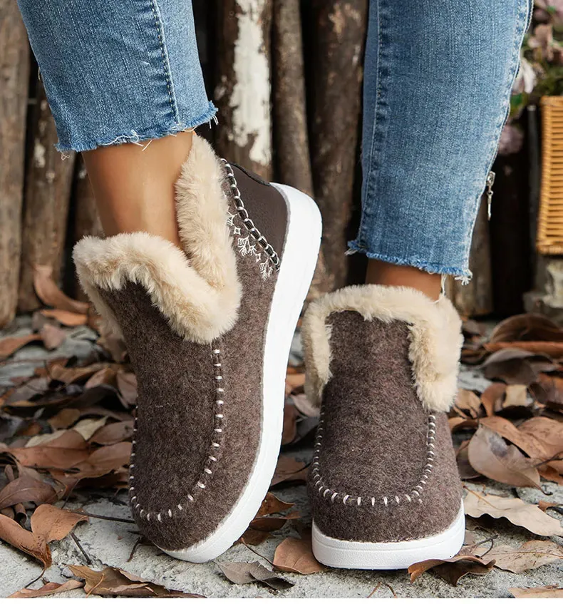 Fodrade ankelboots för damer varma vinterkängor för snö_voghion.com
