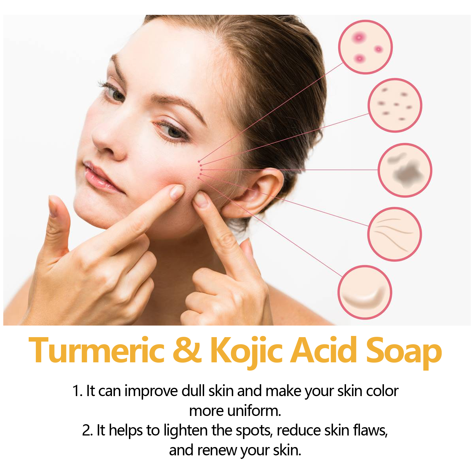 EELHOE Turmeric & Kojic Acid Soap, Gently Clean Face Fade Spots Brighten Skin Tone Moisturize And Moisturize Even Skin Tone_voghion.com