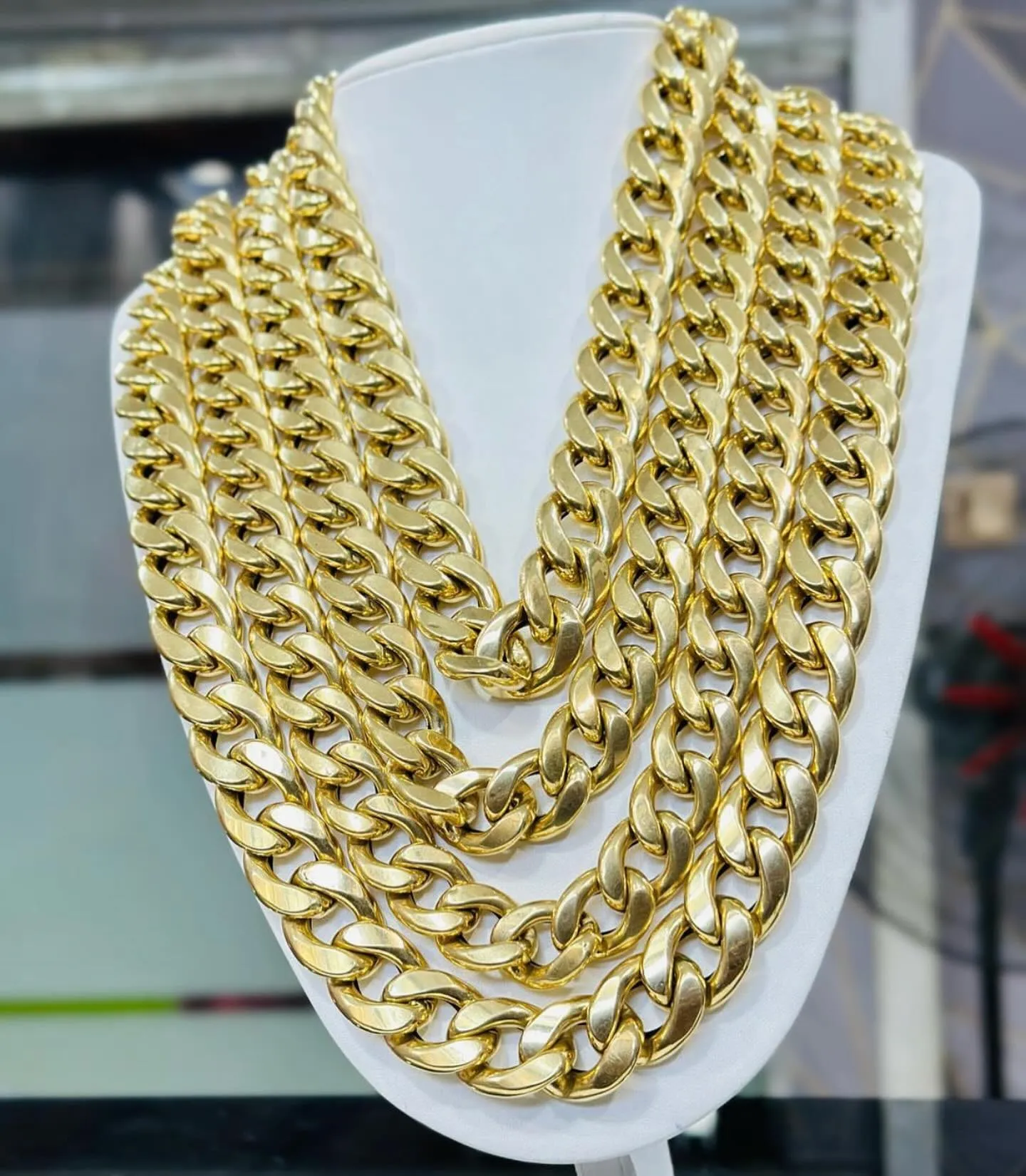 Zircone fibbia 10K 14K placcato oro 12mm Miami catena in acciaio inossidabile collana set uomo gioielli cubano link_voghion.com