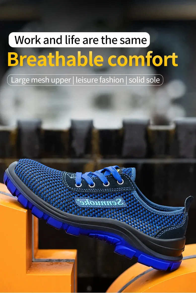 Chaussures pour hommes avec embouts en acier légers, adaptées aux travailleurs, sans besoin de transport, sécurité industrielle, tennis_voghion.com