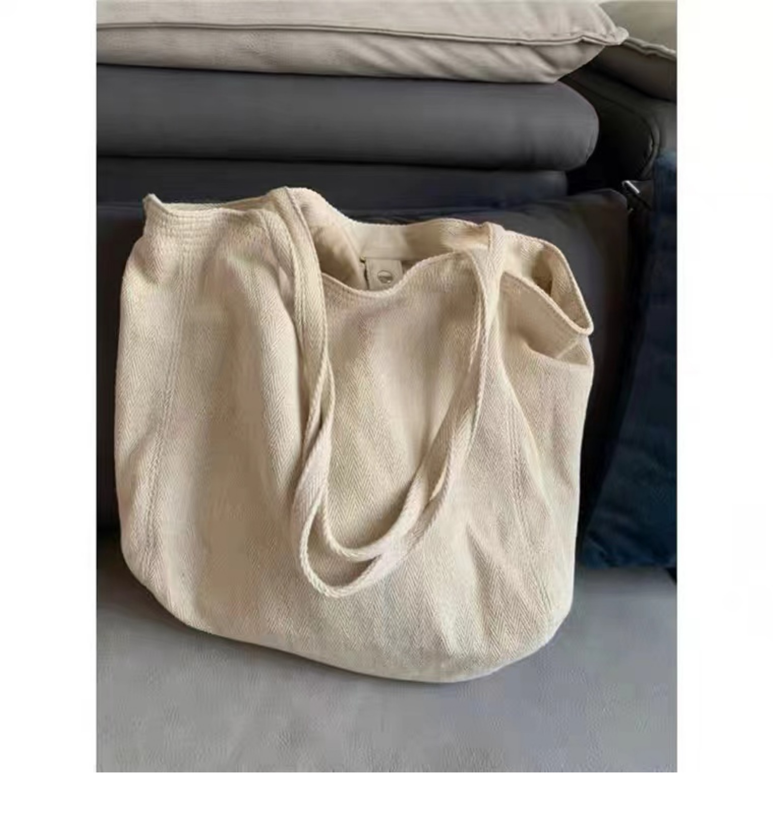 2024 New Handheld Single Simple Commuting Canvas Women's Twill Tote Casual Korean Edition Large Capacity Shoulder Bag_voghion.com