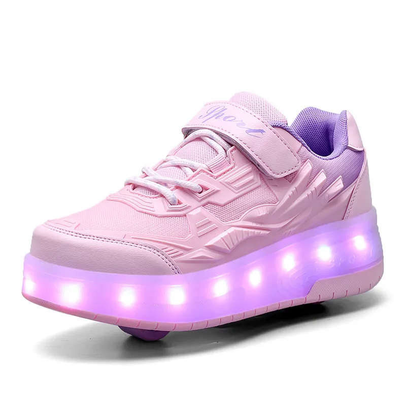 Designer Fashion Trend Rampage Summer Double Roller Rechargeable Invisible Wheel Adult Skating Shoes_voghion.com