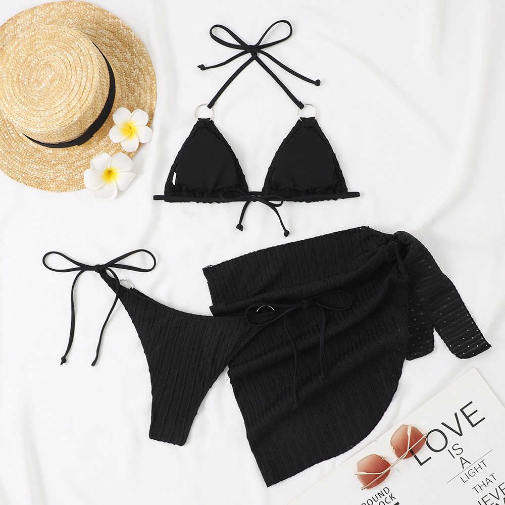Maillot de bain trois pièces fendu pour femmes, pour la plage, les vacances en plein air, vente en gros, nouvelle collection_voghion.com