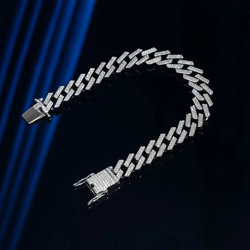 Manufacturer custom 10mm sier thick chunky zirconia full paved ice out cuban chain bracelet_voghion.com