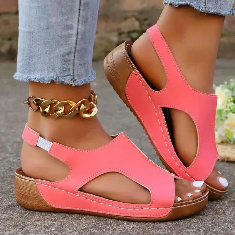 Keilabsatzsandalen für Damen 2024 Sommer Peep Toe Plateau Sandalias Frau Lässige rutschfeste Strandsandalen Übergröße_voghion.com