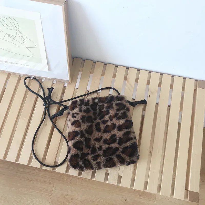Borsa a tracolla monospalla con coulisse e motivo leopardato retrò per donna, nuova borsa a mano autunno/inverno per il tempo libero_voghion.com