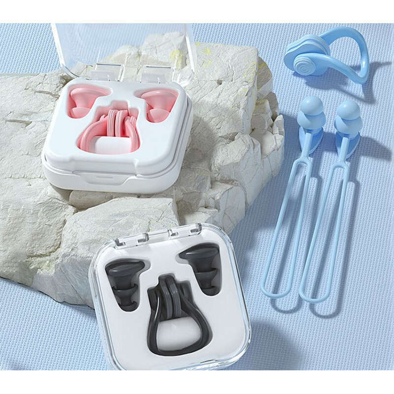 Tappi per le orecchie da nuoto professionali, isolamento acustico, impermeabili, in silicone, set da bagno per immersioni, per adulti e bambini, con clip nasale._voghion.com