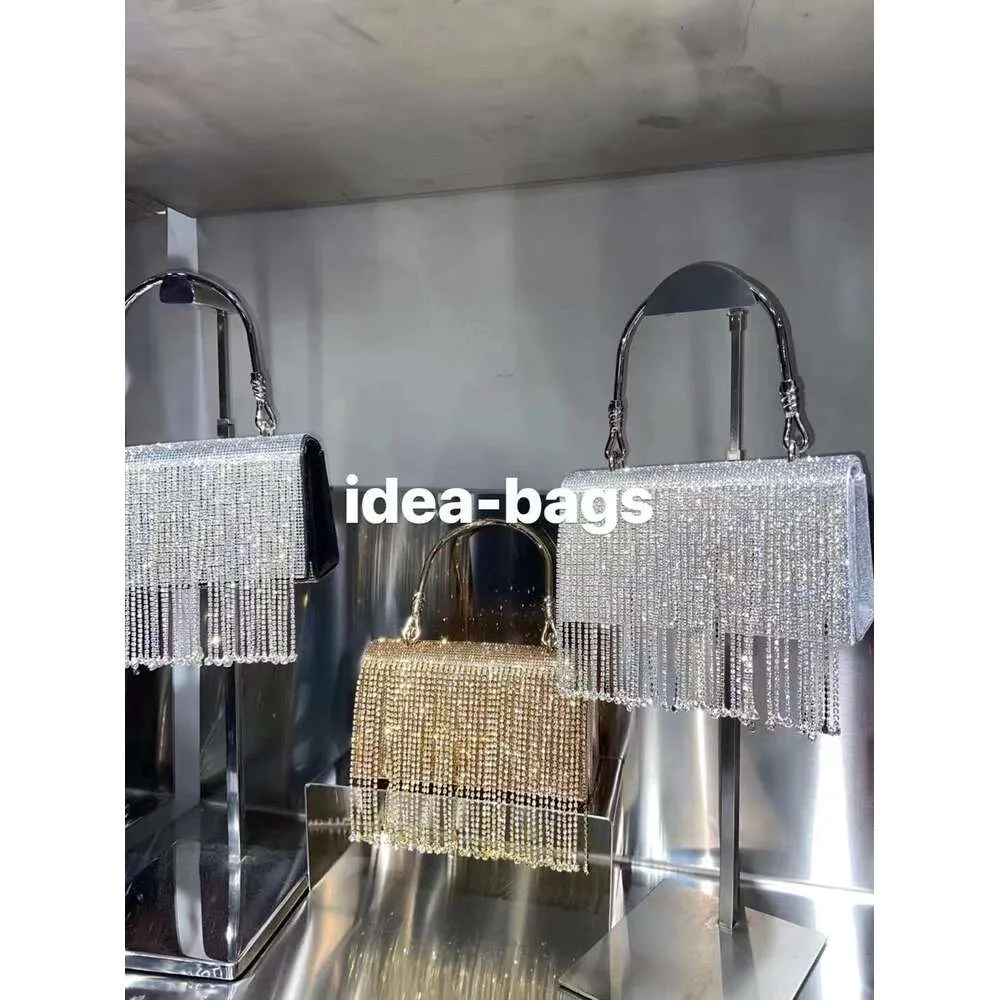 Long Tassel Glitter Shiny Rhie Dias Evening Wedding Party Clutch Purse Women Handbag Messenger Bag_voghion.com