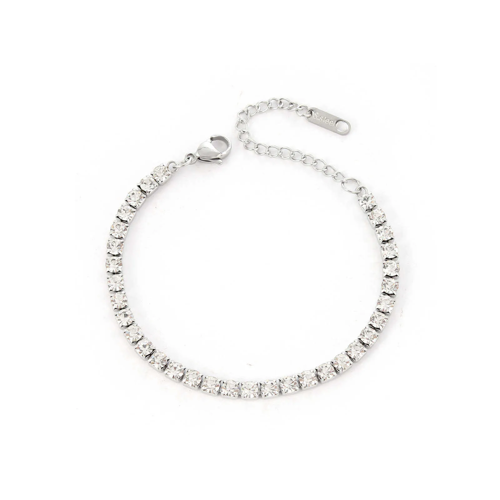 Adjustable 4mm Iced Out VVS Moissanite Dia Fashion Stainless Steel Zircon Tennis Bracelets CZ For Women 2024_voghion.com