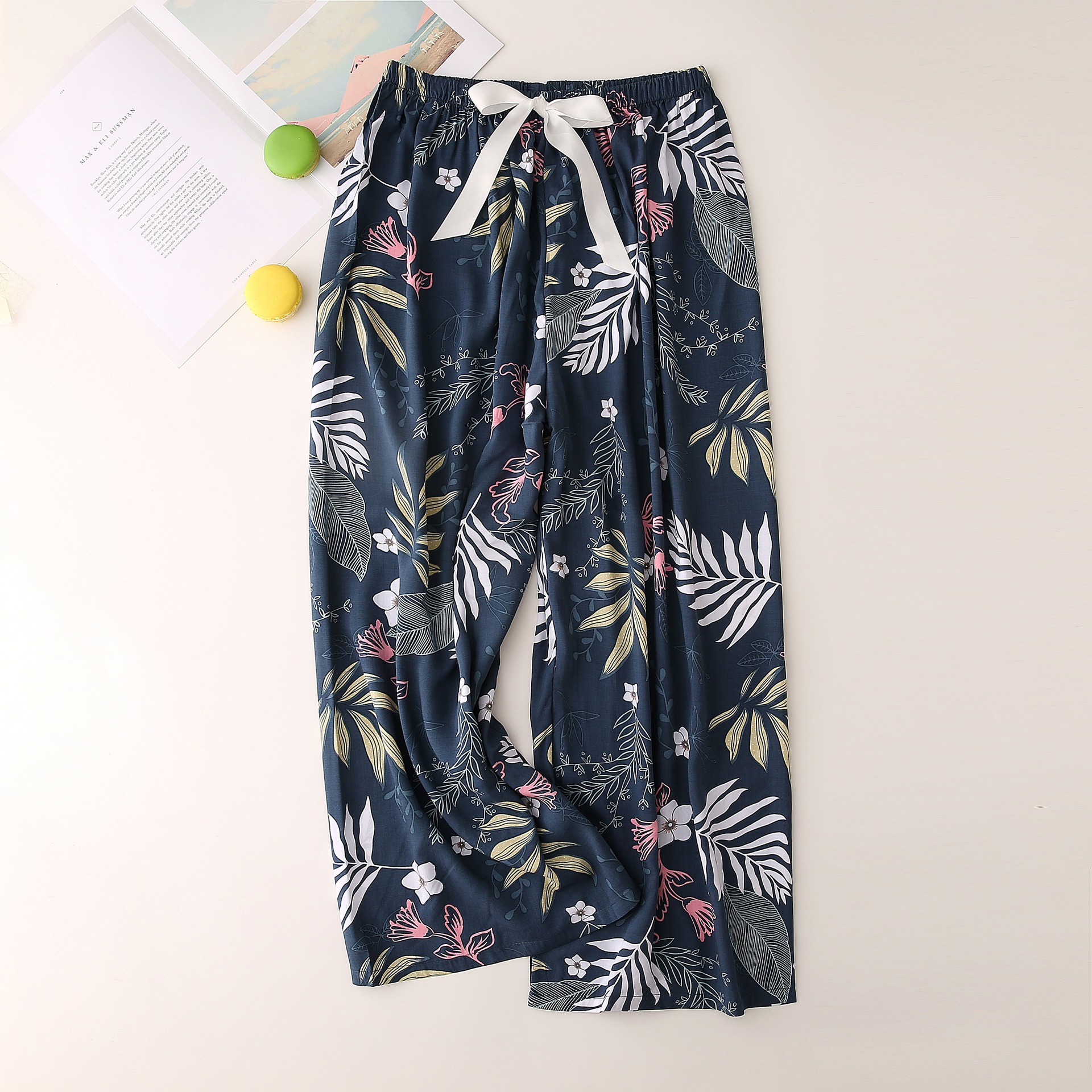 Nachtwäsche für Damen Seidenpyjamahosen für Damen, dünn, große Hosen mit weitem Bein, können draußen getragen werden, Damen-Einzelhosen_voghion.com