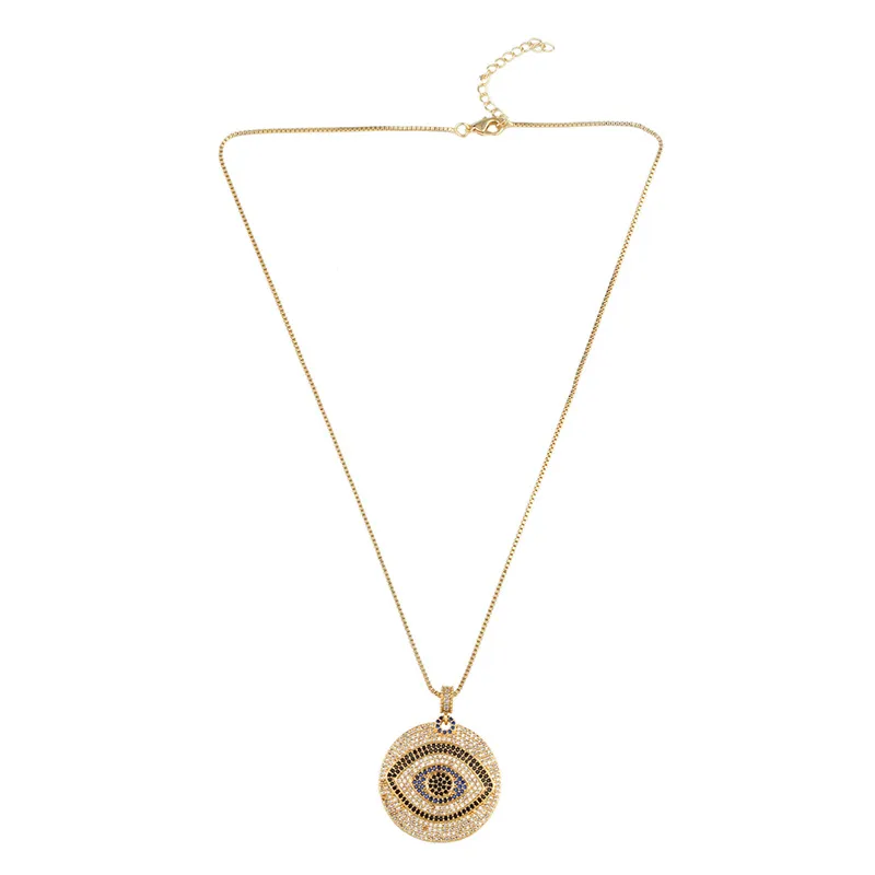 Collar con colgante de mal de ojo, circonita cúbica colorida, collares de moda para mujeres y niñas, gargantilla chapada en oro con circonita cúbica_voghion.com