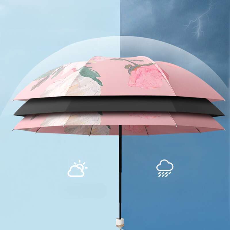 Zložljiva Premium Feel Free Bag Layer Double Flower Rain sončni dežnik za dvojno uporabo, ženska krema za sončenje in UV-zaščita_voghion.com