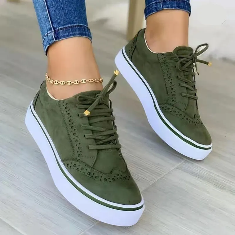 Chaussures de marche femme plates casual à lacets sportives_voghion.com