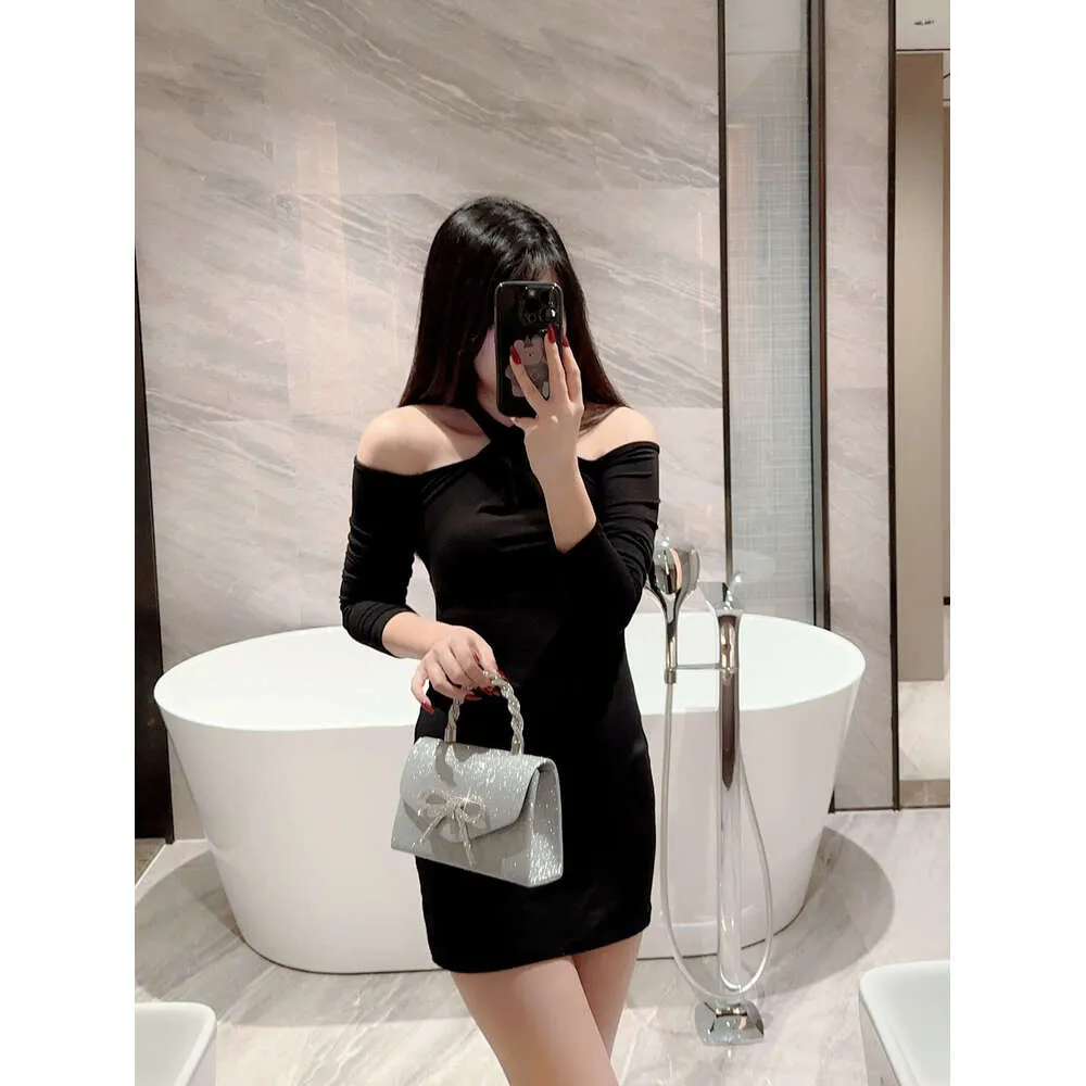 Robe de soirée Pochette polyvalente européenne et américaine Sac à bandoulière pour célébrités Mode Dia Bow Chain Bag_voghion.com