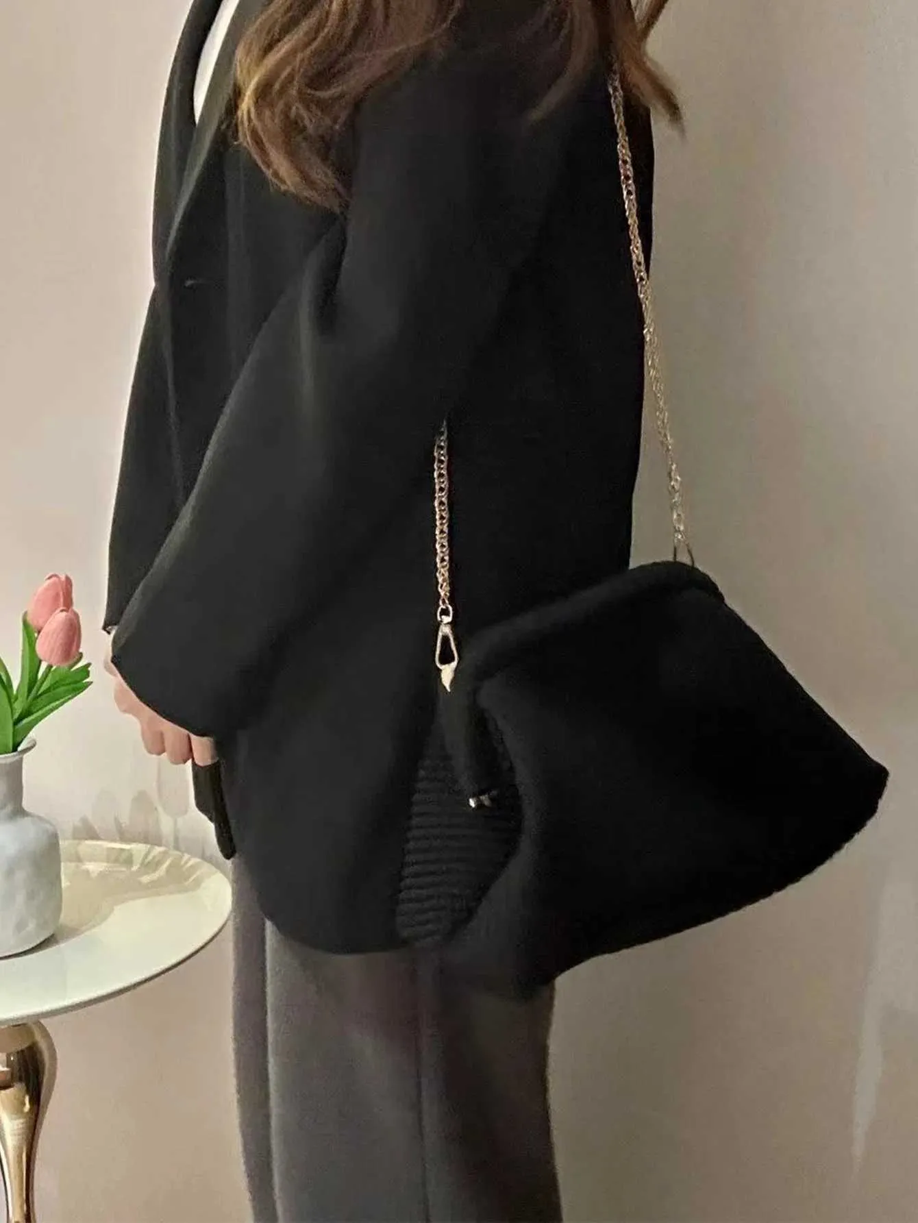 Herbst/Winter verdickt gestrickt Cord Abend Crossbody Tasche stilvolle Kette Schultergurte elegante Damen Geldbörsen einfache_voghion.com