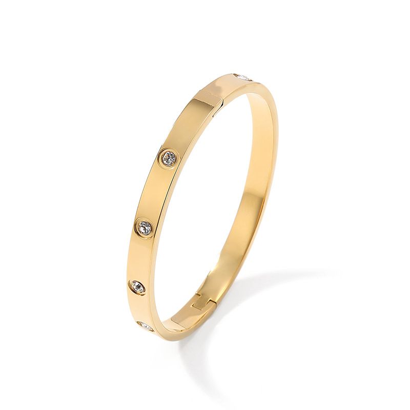 Casual Simple Style Streetwear Geometric 304 Stainless Steel Zircon Bangle In Bulk_voghion.com