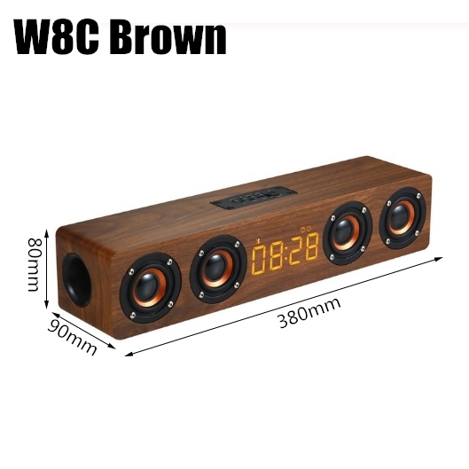 Soundbar in legno, altoparlante Bluetooth, sistema acustico musicale, 20 W HIFI stereo, musica surround, display LED, altoparlante esterno con radio FM_voghion.com