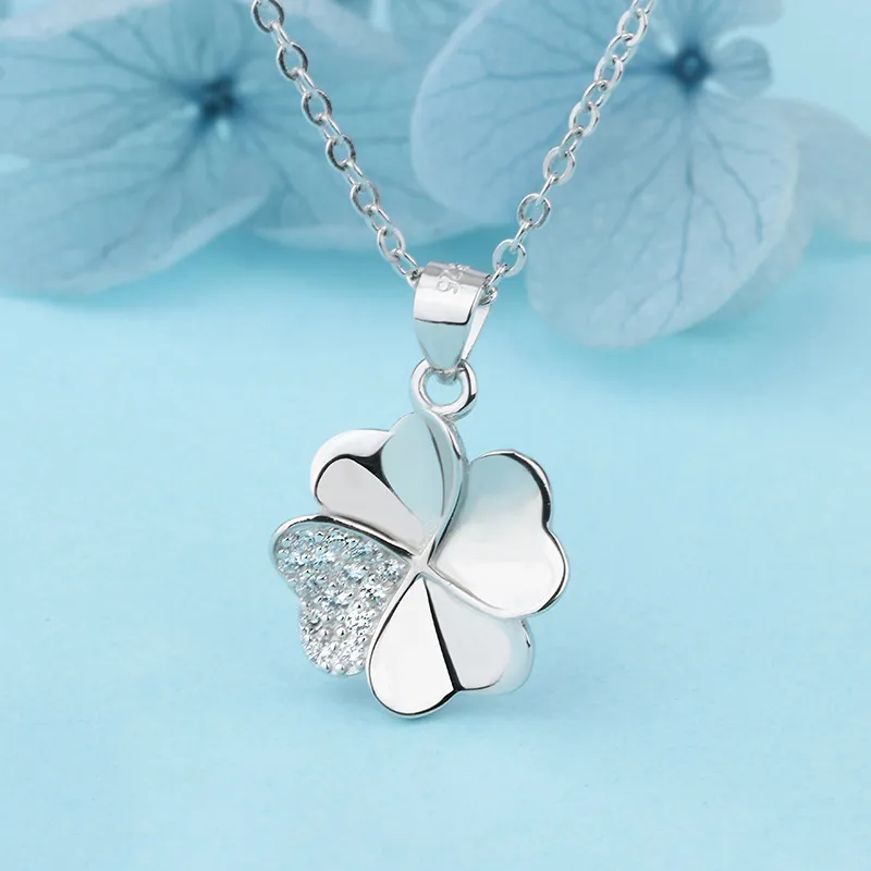 Clover Necklace Sterling Silver Zircon Romantic Pendant For Women_voghion.com