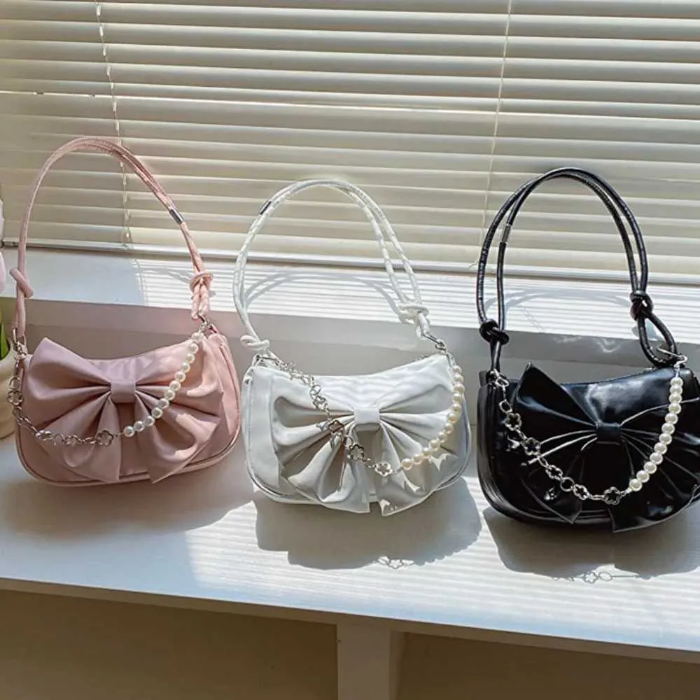 Mode perle bogen schulter achselhöhle täglichen pendeln lässige handtasche solide business tasche Y241123_voghion.com