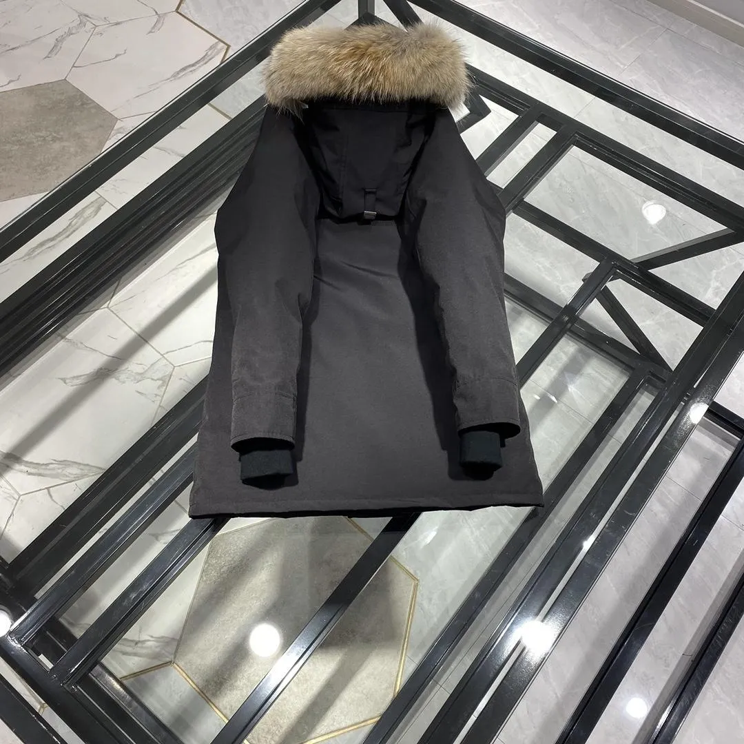 Giacca invernale con cappuccio e collo in vera pelliccia di lupo, parka antivento caldo da uomo_voghion.com
