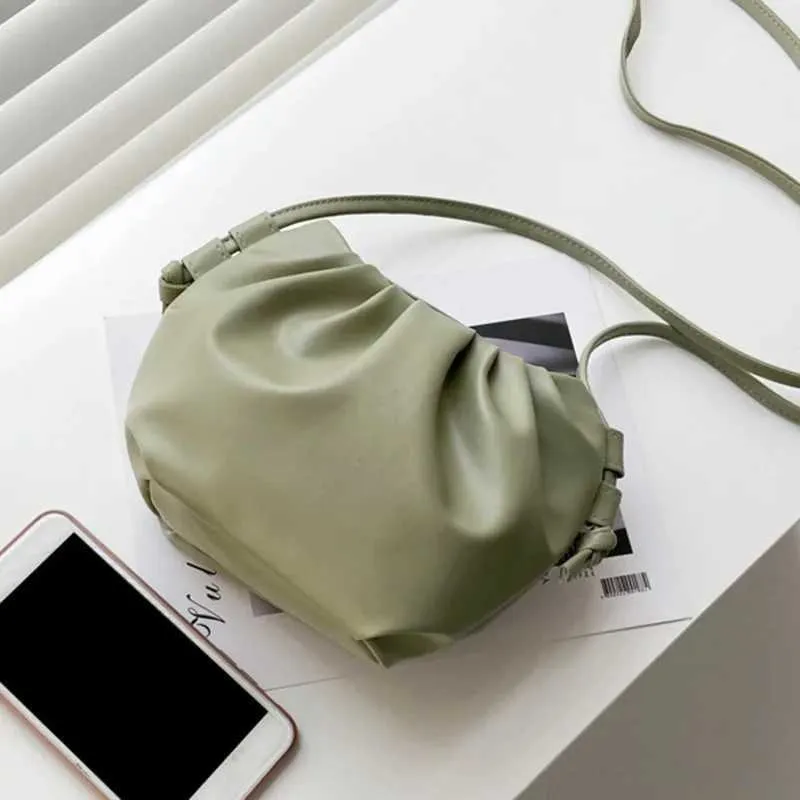 Módní dámská ramenní taška, nový příjezd, crossbody, jednobarevná, skládaný design, dámská mini zipová taška přes rameno, Cloud Bag_voghion.com