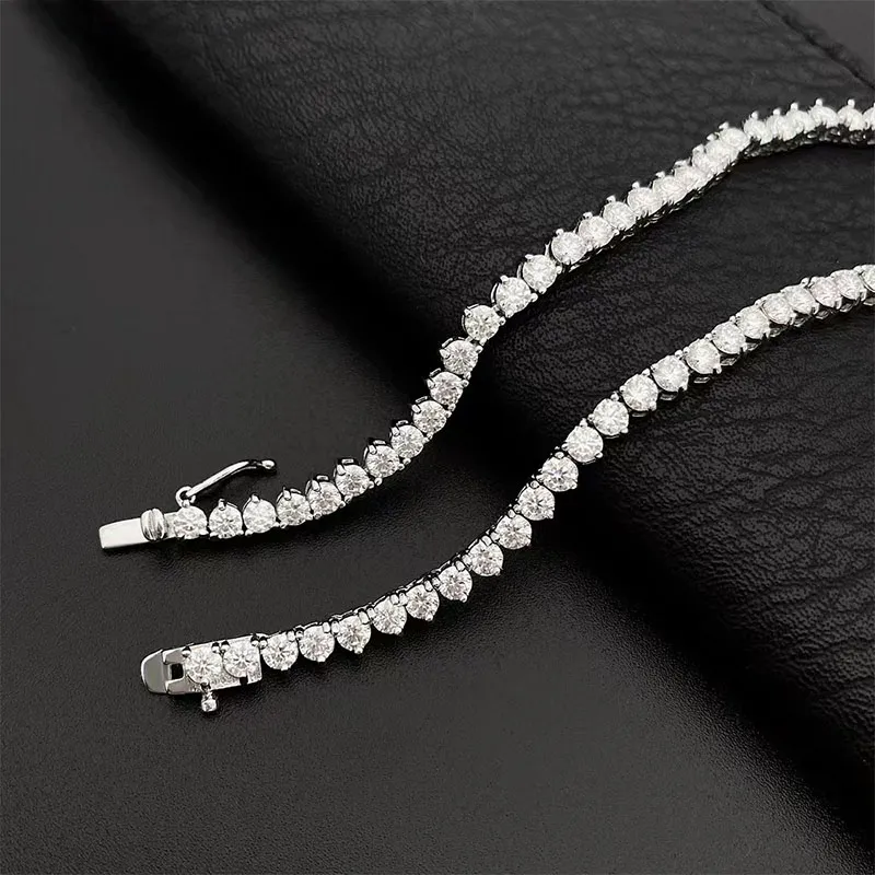 Articolo di alta qualità Hip Hop Bling Sterling Sier 3MM 4MM D Color Lab Diamond Moissanite Tennis Chain_voghion.com