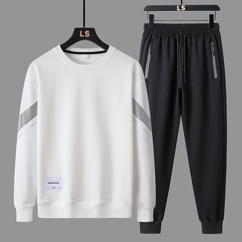 2024 Autumn/Winter New Casual Round Neck Hoodie Pants Men's Trendy Brand Sportswear Two Piece Set_voghion.com
